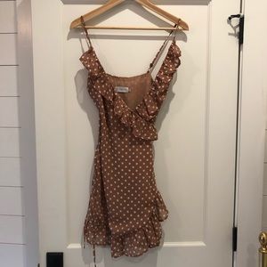 Lioness Wrap Dress Polka Dot Light Brown